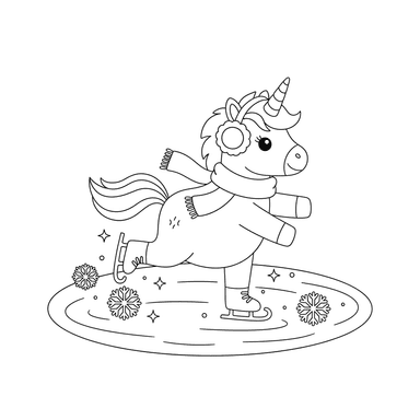 Einhorn Eislaufen Ausmalbild