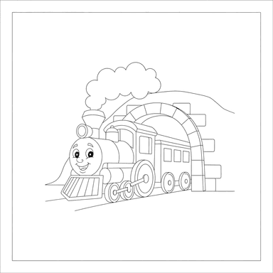 Coloriage Train dans un tunnel pour enfants