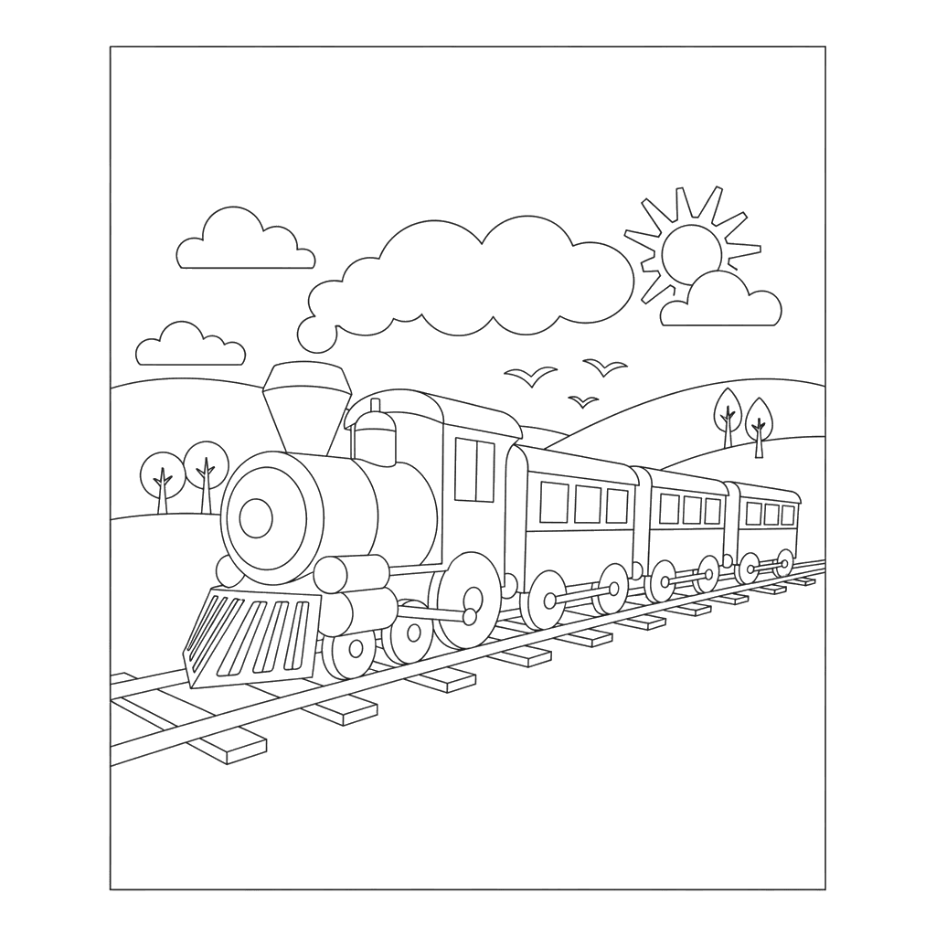 Dibujo para colorear ColorBoom Tren por el campo