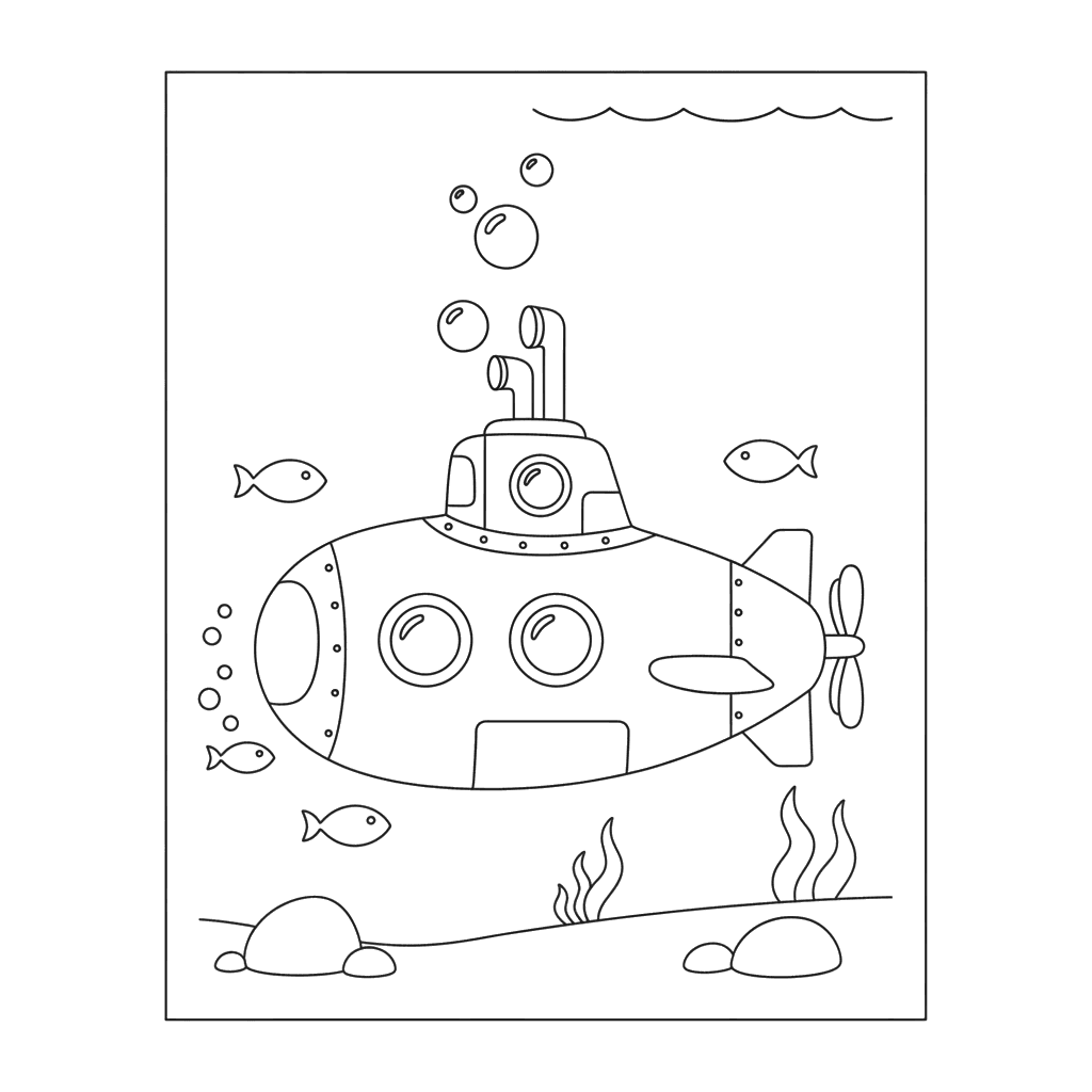 U-Boot Unterwasser Ausmalbild