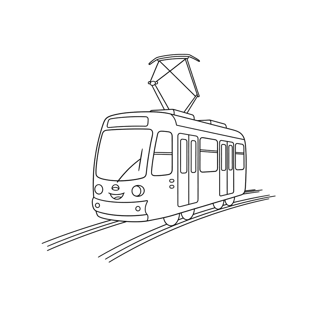 Straßenbahn auf Schienen Ausmalbild