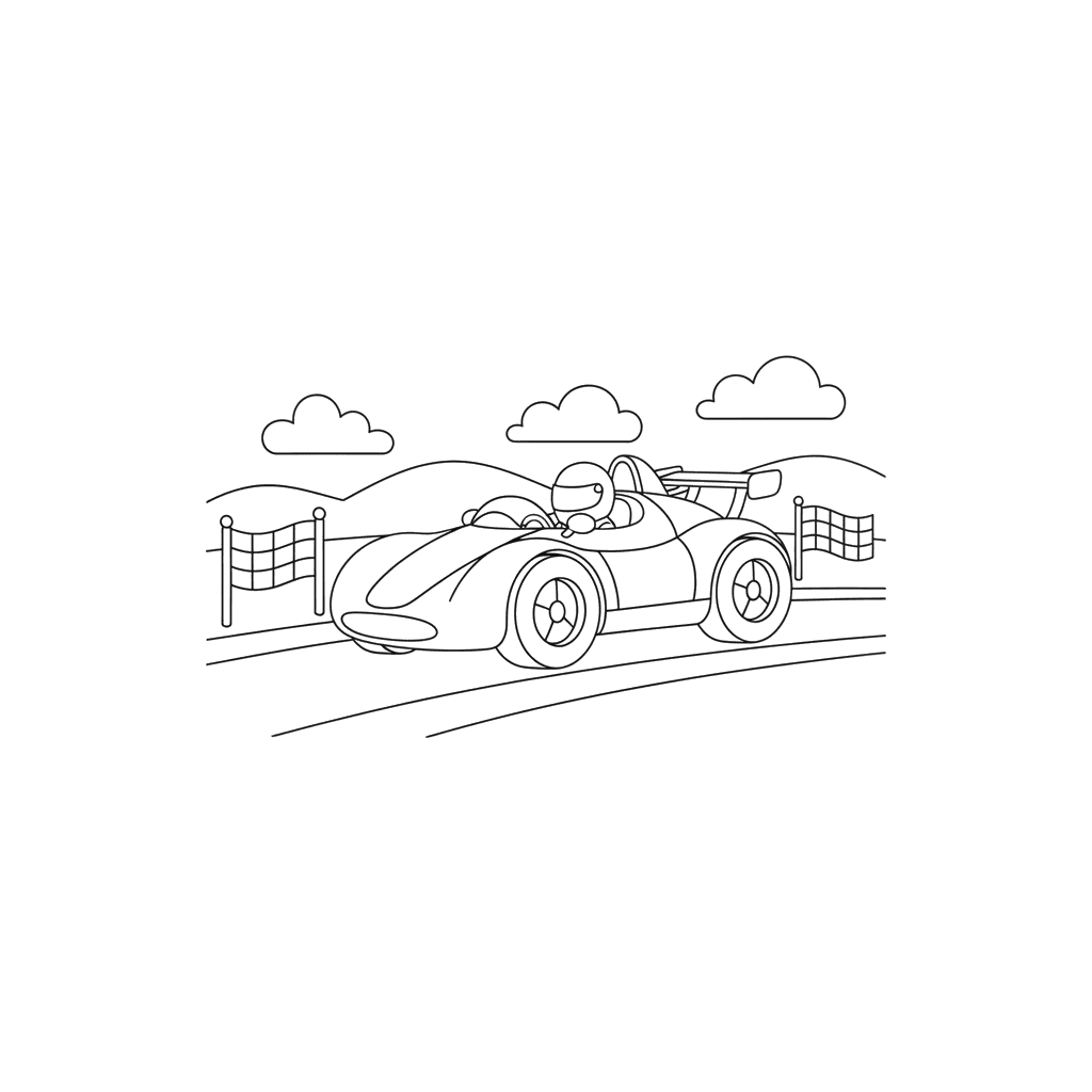 Carro de corrida na pista para colorir