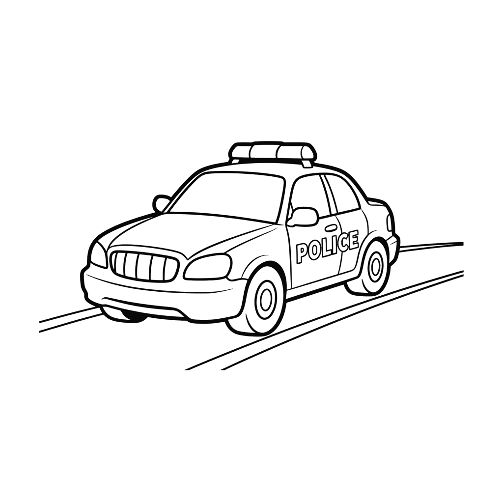 Polizeiauto Patrouilliert Straße Ausmalbild