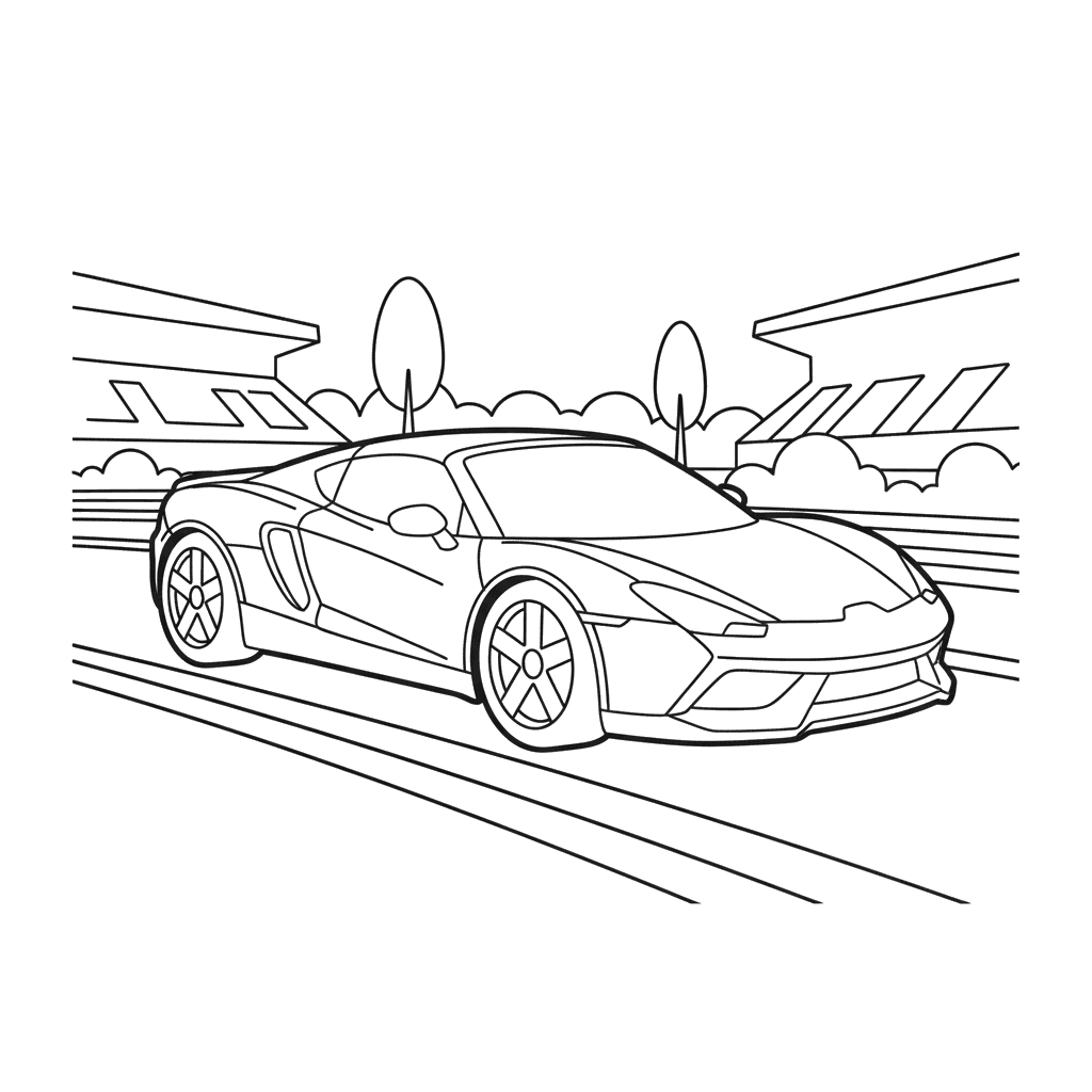 Carro esportivo na pista para colorir