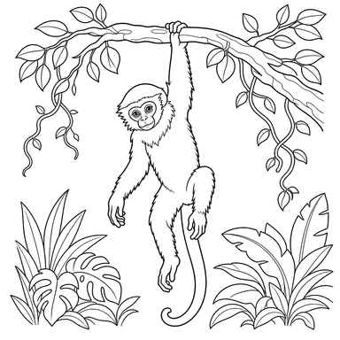 Dibujo para colorear: colobo en rama