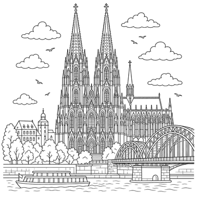 Desenho da Catedral de Colônia para Colorir