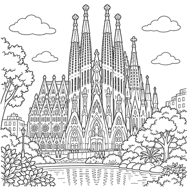 Sagrada Familia in Barcelona – Ausmalbild