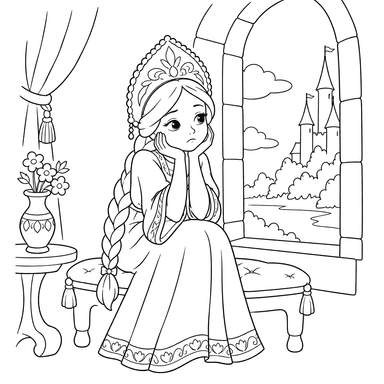 La princesa Nesmeyana en la ventana del palacio