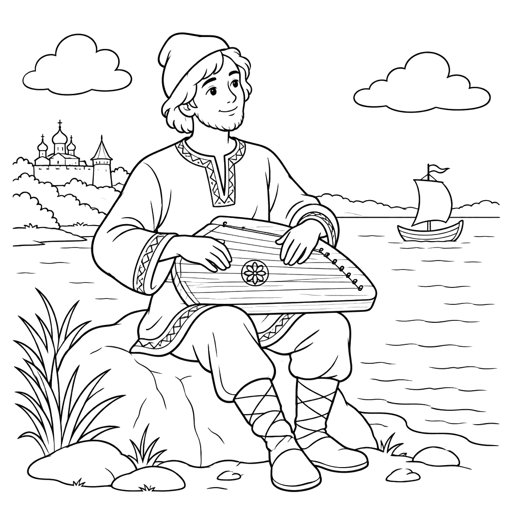Sadko with a Gusli by the River