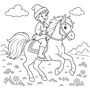 Desenho para colorir do cavalo Sivka-Burka