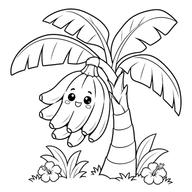 Kawaii-Bananen-Ausmalbild