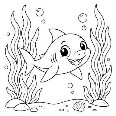 Bébé requin parmi les grandes algues