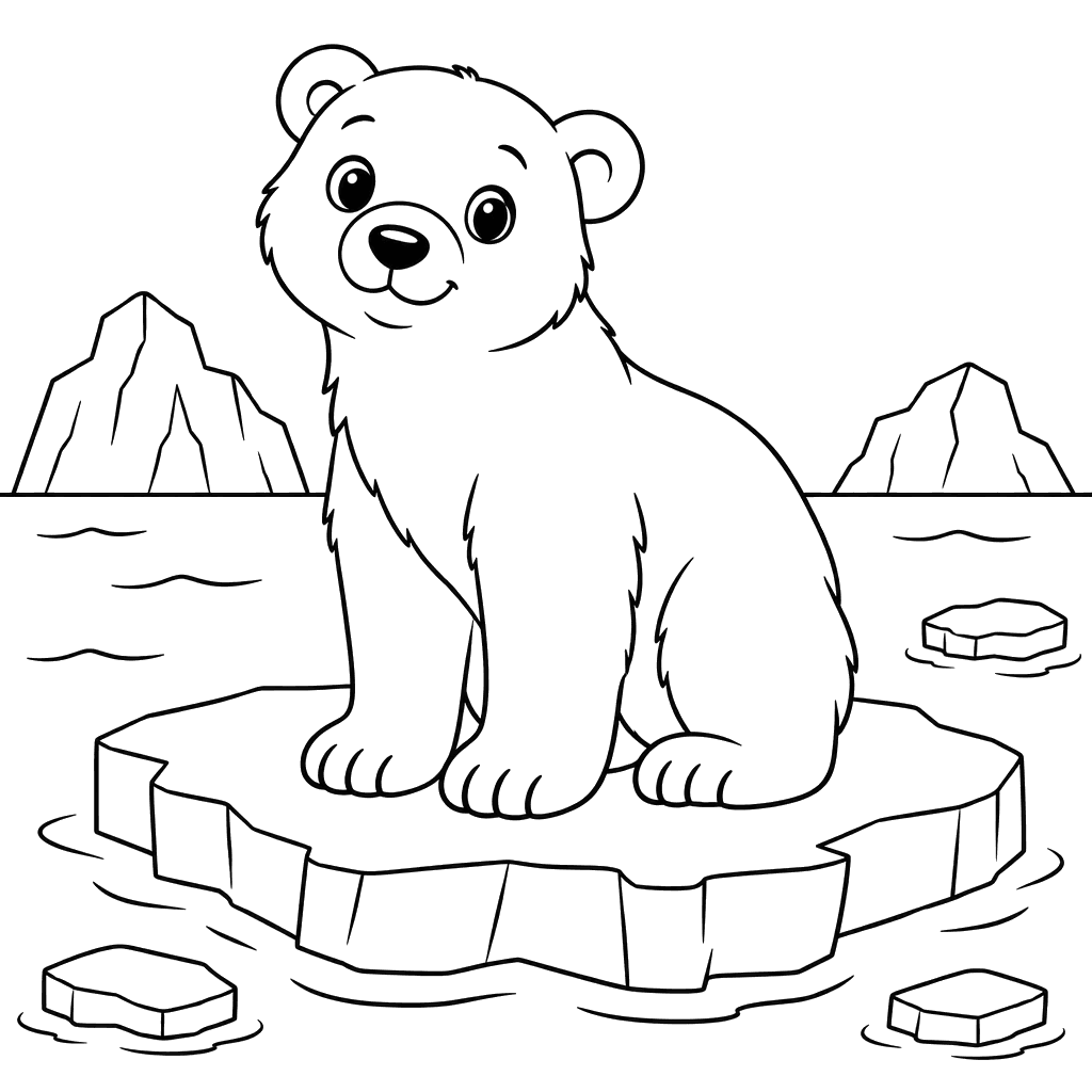 Dibujo de oso polar en un témpano
