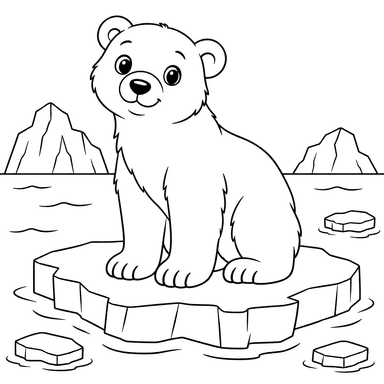 Eisbär auf einer Eisscholle – Ausmalbild