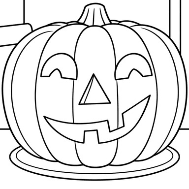Ausmalbild: Lächelnder Halloweenkürbis