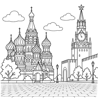 Desenho para colorir da Praça Vermelha