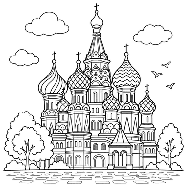 Desenho para colorir da Catedral de São Basílio em Moscou