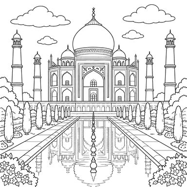 Taj Mahal in Indien – Ausmalbild