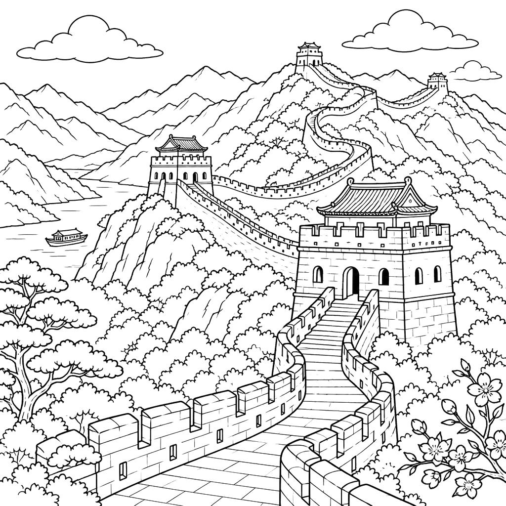 Great Wall of China Coloring Page