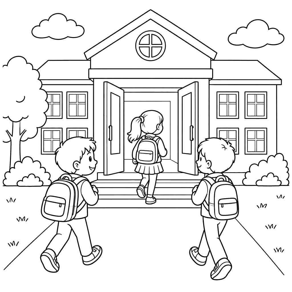 Crianças entrando na escola