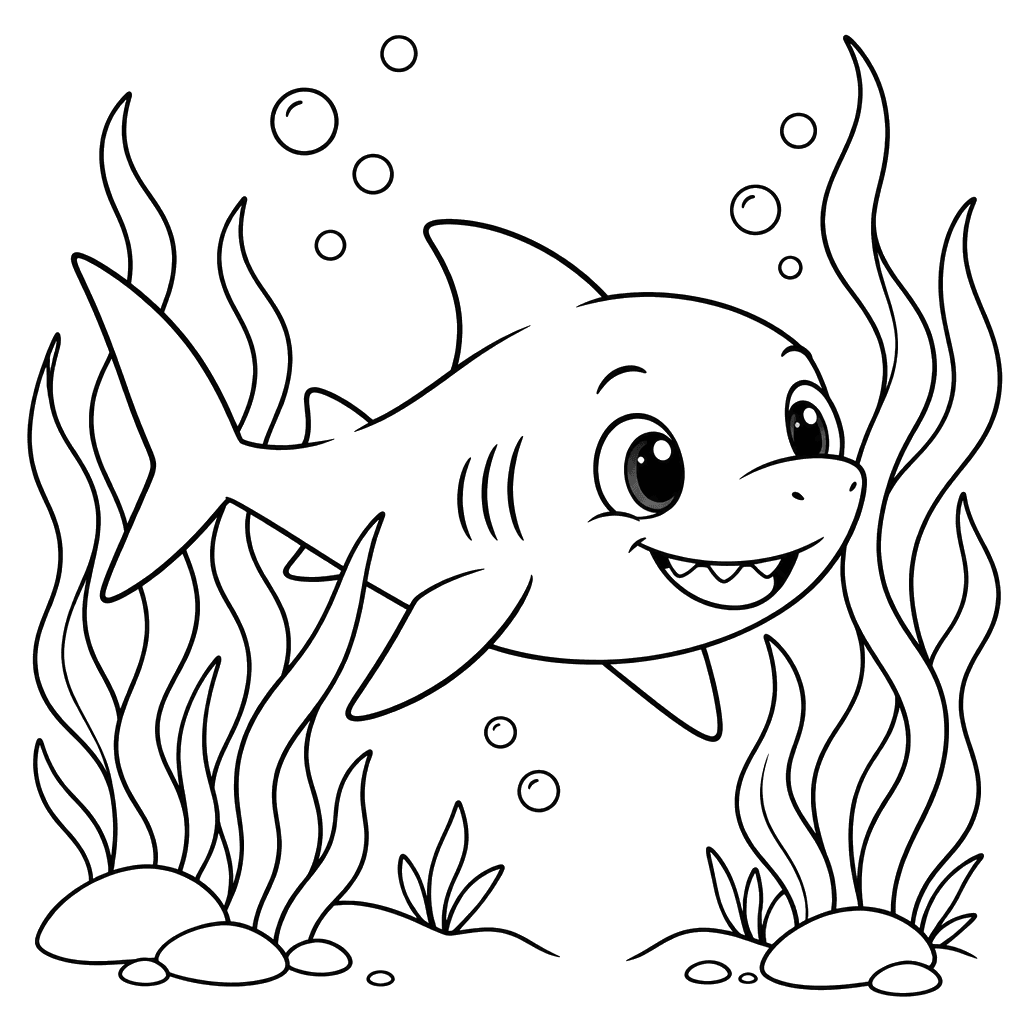 Bébé requin parmi les algues