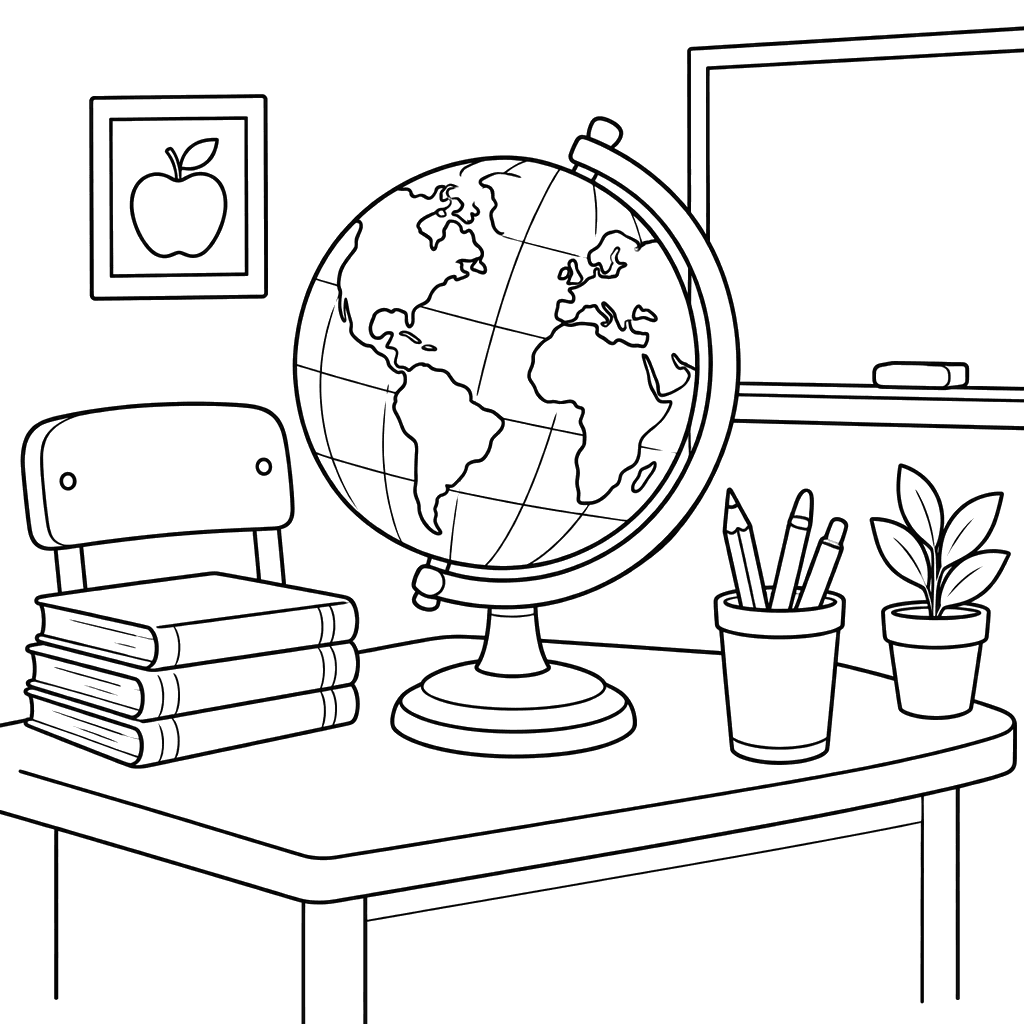Classroom Globe on a Teacher’s Desk