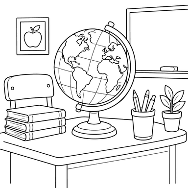 Classroom Globe on a Teacher’s Desk