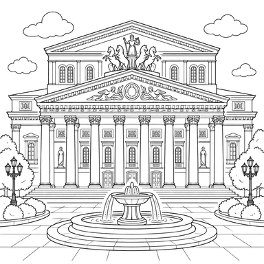 Desenho do Teatro Bolshoi de Moscou para colorir