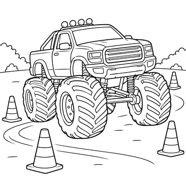 Monster Truck with Road Cones
