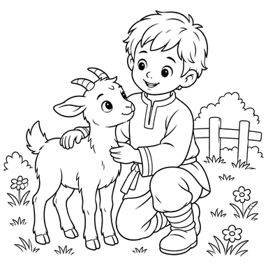 Dibujo para colorear de Ivanushka con un cabrito