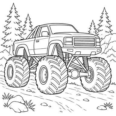 Monster Truck on a Forest Dirt Road