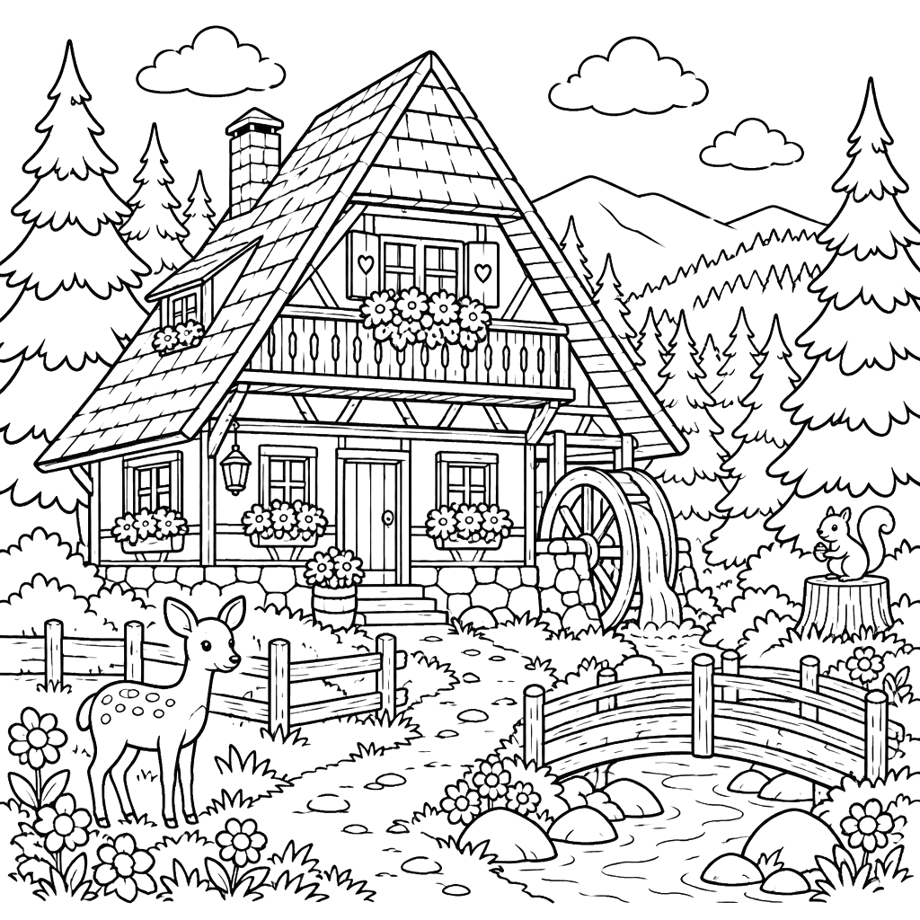 Black Forest Cottage with Water Wheel