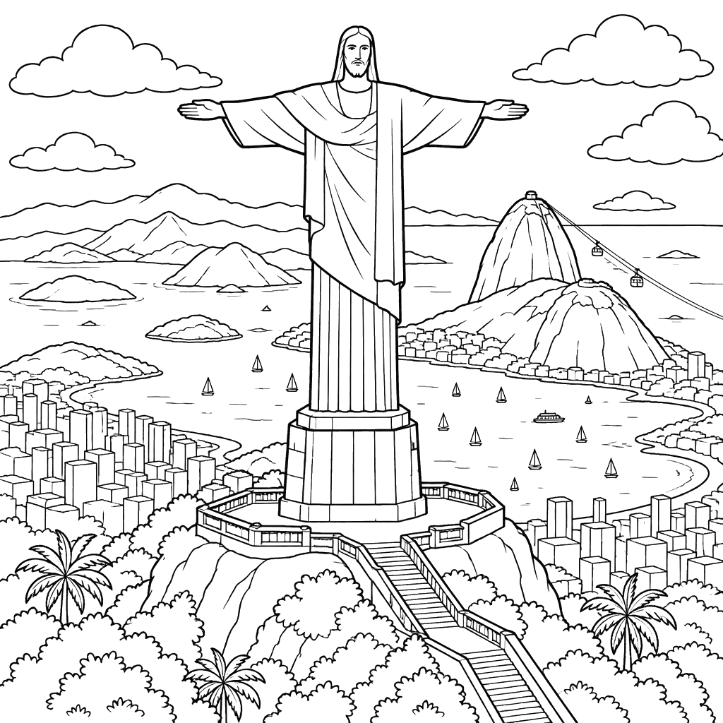Christus der Erlöser in Rio, Brasilien – Ausmalbild