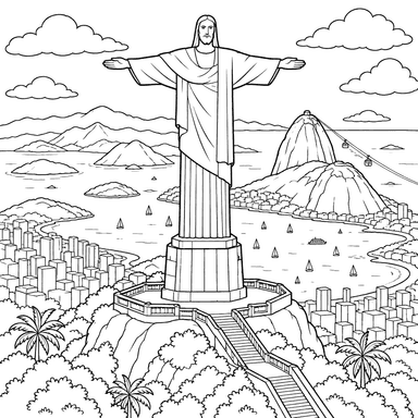 Christus der Erlöser in Rio, Brasilien – Ausmalbild