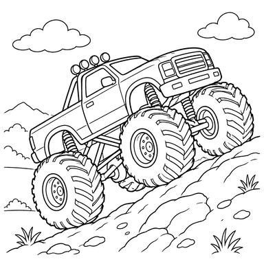 Monster truck sur une colline escarpée
