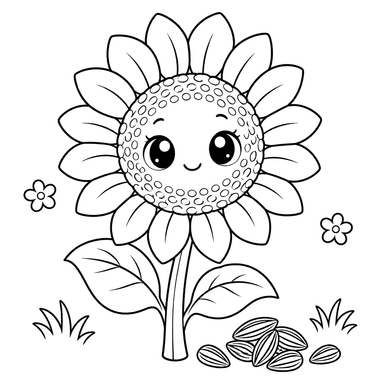 Ausmalbild: Lächelnde Sonnenblume
