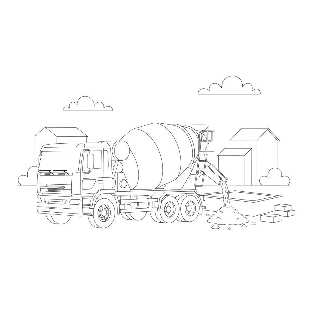 Dibujo para Colorear Camión Hormigonera