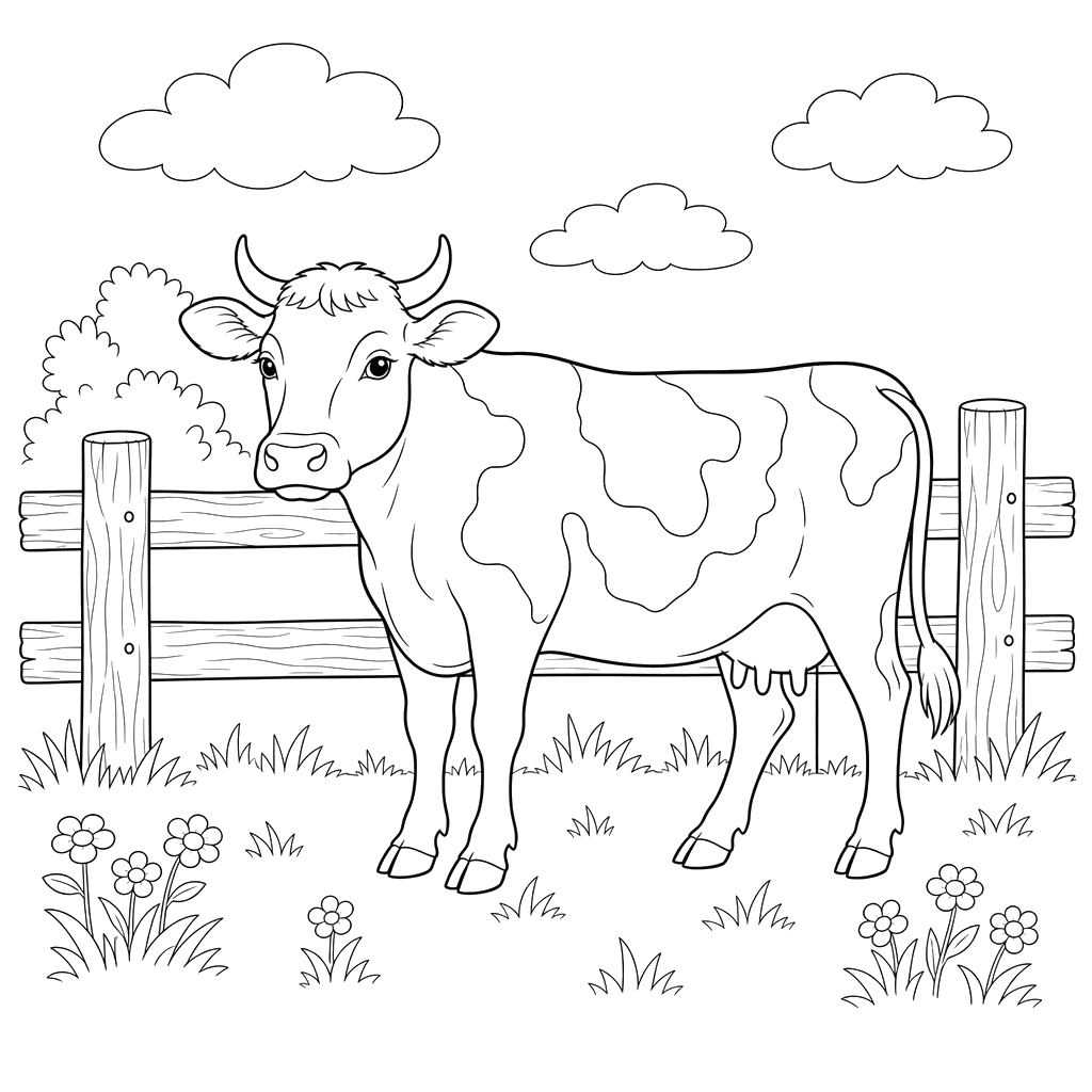 Cow by the Wooden Fence