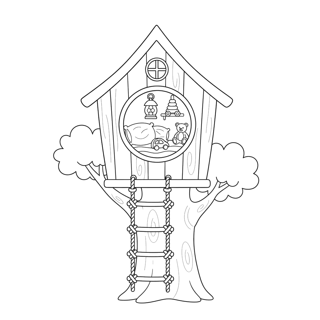 Baumhaus Ausmalbild zum Drucken
