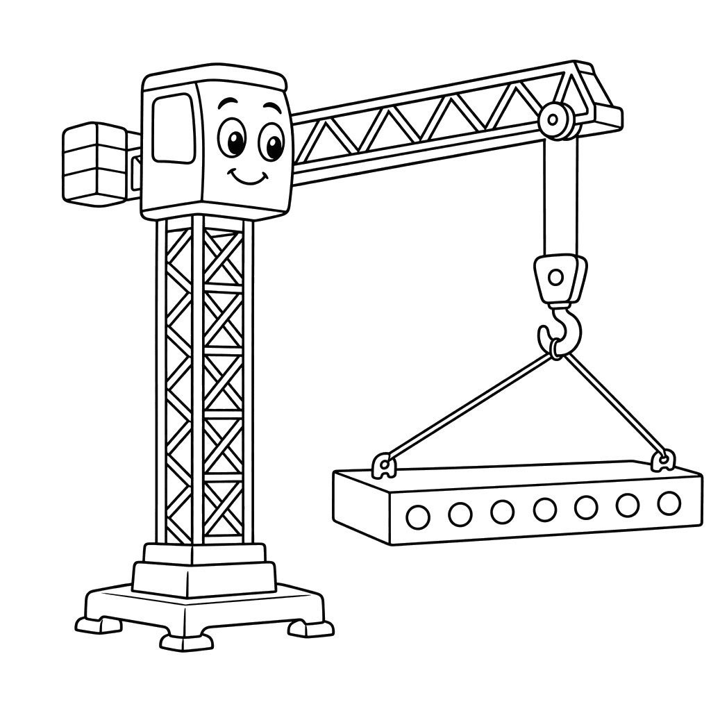 Guindaste levanta laje — desenho para colorir