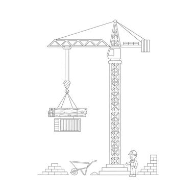 Coloriage Grue Soulevant des Matériaux
