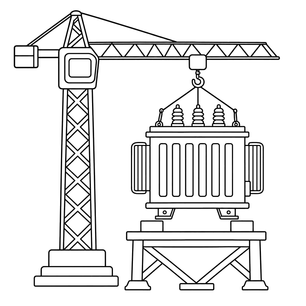 Desenho para colorir: guindaste levanta transformador