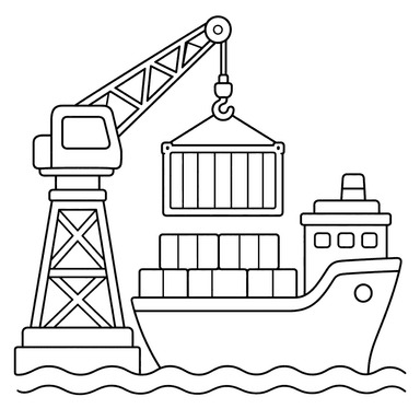 Кран грузит контейнер