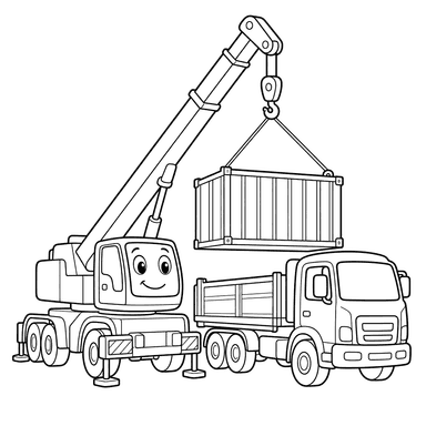 Desenho para colorir: guindaste e caminhão