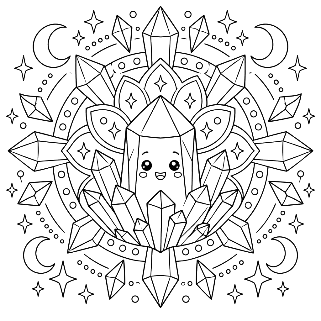 Crystal Pattern Mandala Coloring Page