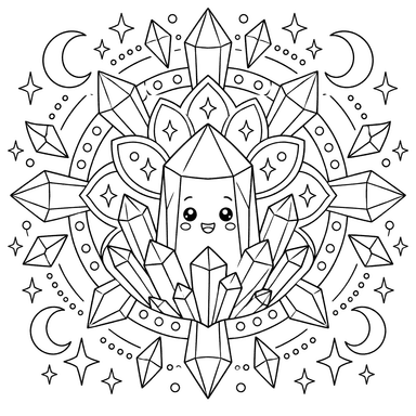 Kristall-Mandala Ausmalbild