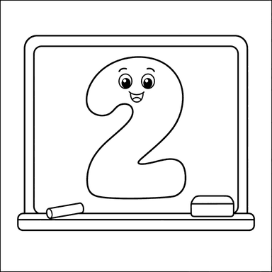 Número 2 no Quadro — Desenho para Colorir