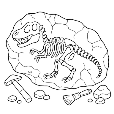 Dinosaurierfossil – Ausmalbild