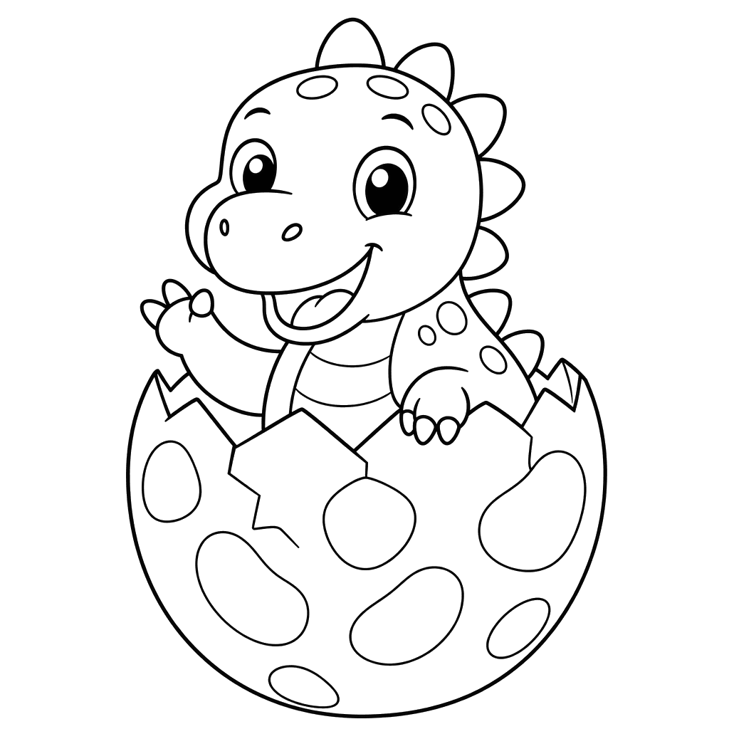 Dinossauro sai do ovo — página para colorir