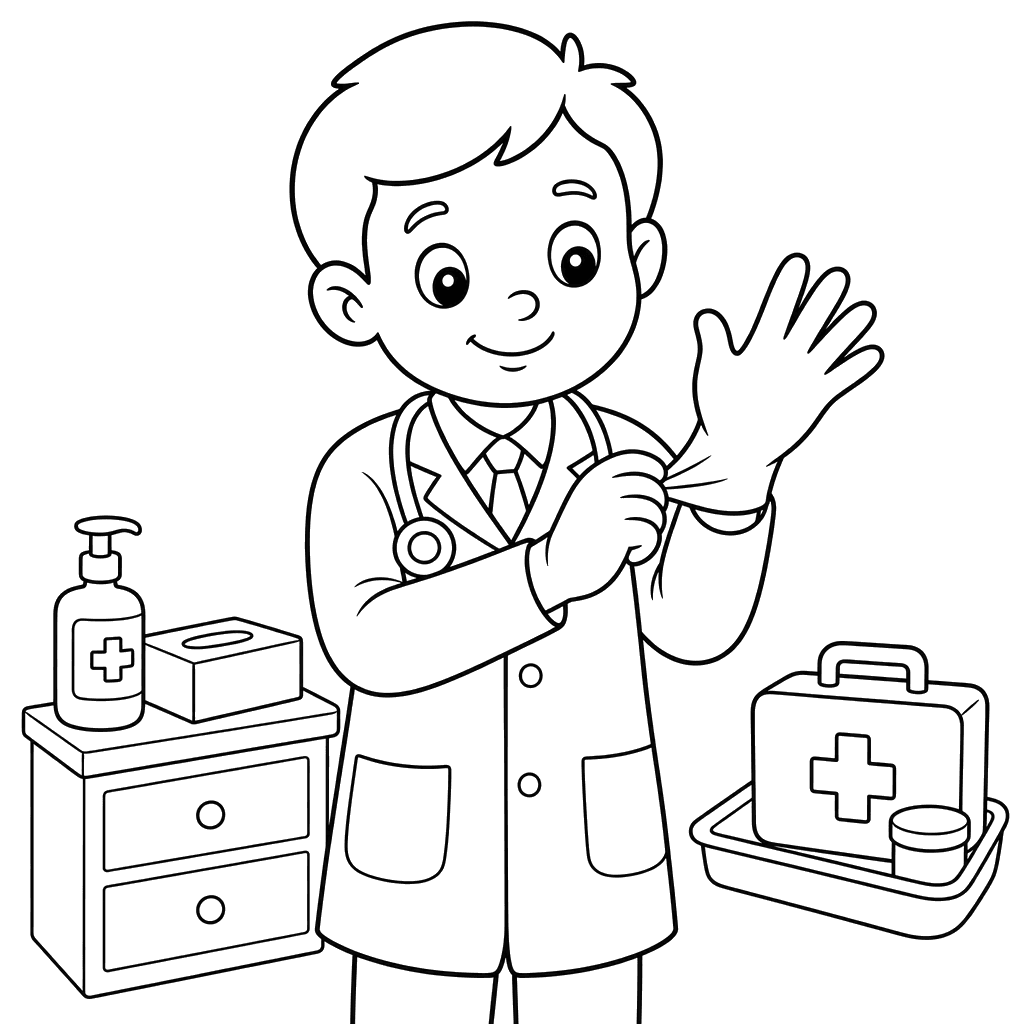 Médico se pone guantes estériles
